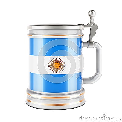 Beer mug with Argentinean flag, 3D rendering Stock Photo