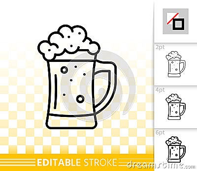 Beer Mug simple black line tall glass vector icon Vector Illustration