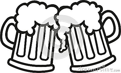 Beer mugs cartoon cheers Vector Illustration