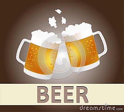 Beer Mugs Cheers Cartoon Illustration