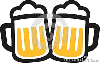 Beer mugs icons cheers Vector Illustration