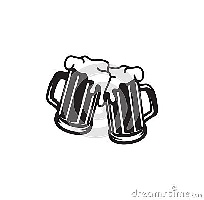 Beer mugs toasting Vector Illustration