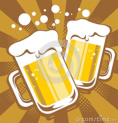 Beer mugs Vector Illustration