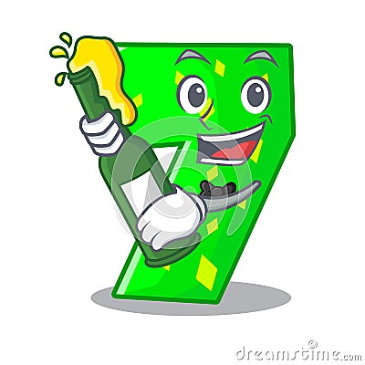 With beer number seven isolated on the mascot Vector Illustration