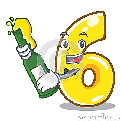 With beer number six isolated on the mascot Vector Illustration