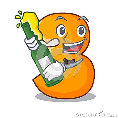With beer number three isolated on the mascot Vector Illustration