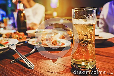 Beer Party and grilled chicken happy enjoying in party Stock Photo