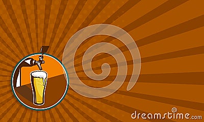 Beer Pint Glass Tap Retro Cartoon Illustration