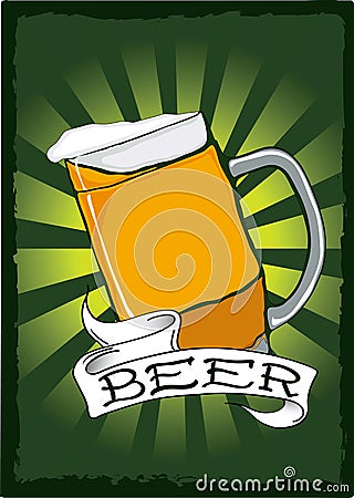 Beer pint poster. For St. Patricks Day Vector Illustration