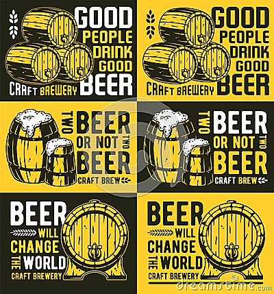 Beer posters of bar. Posters with craft beer Vector Illustration