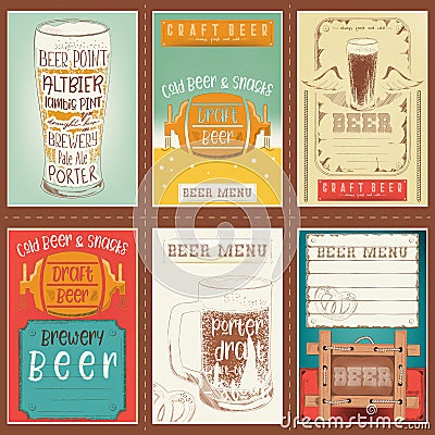 Beer Posters Set Vector Illustration