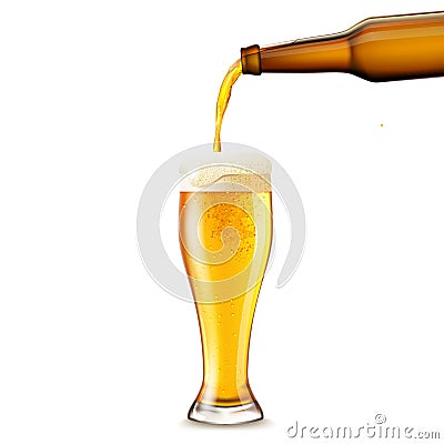 Beer Pouring Realistic Vector Illustration