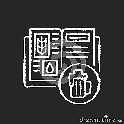 Beer recipe chalk white icon on black background Vector Illustration