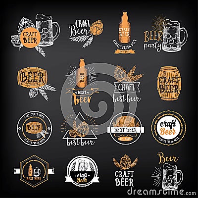 Beer restaurant cafe badges, drink template design. Vector Illustration