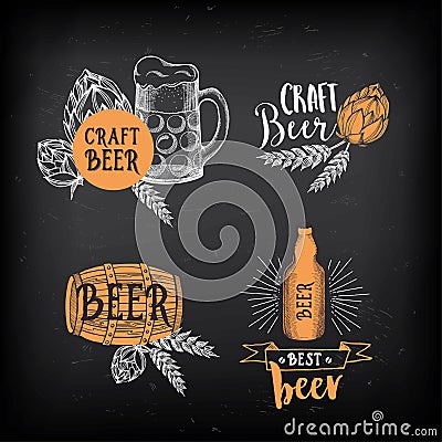 Beer restaurant cafe badges, drink template design. Vector Illustration