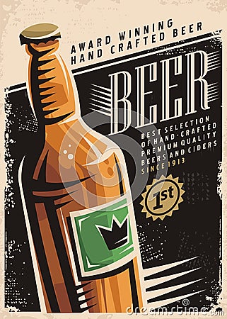 Beer retro poster Vector Illustration