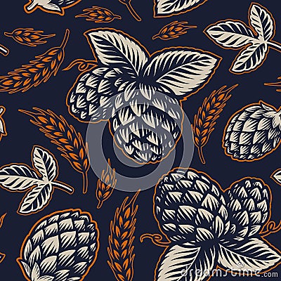 Beer Seamless Background Vector Illustration