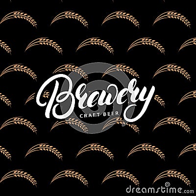 Beer Seamless Pattern. Brewery hand written lettering. Vector Illustration