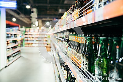 Beer shelf in store Stock Photo