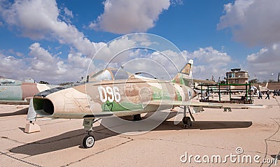 Vintage Dassault Super Mystere B2 (Sa'ar , displayed at the Israeli Air Force Museum Editorial Stock Photo