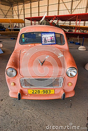 Vintage Israeli made Sussita car displayed at the Israeli Air Force Museum Editorial Stock Photo
