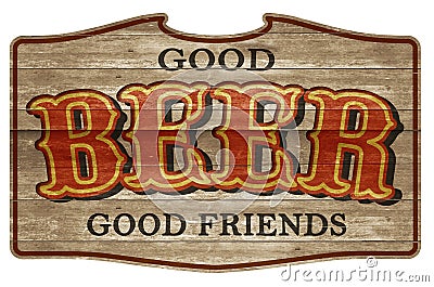 Beer Sign Wooden Plaque Old Western Friends Stock Photo