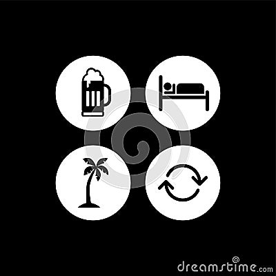 beer sleep beach repeat icon sign Vector Illustration