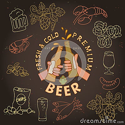 Beer and snacks Vector Illustration