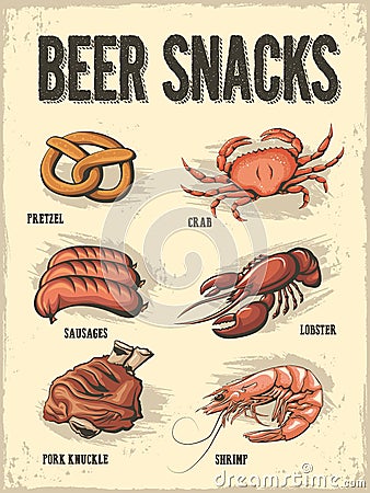 Beer Snacks Cartoon Illustration