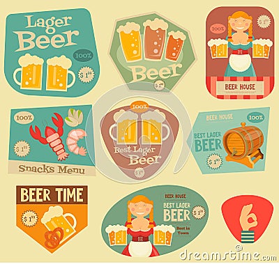 Beer Stickers Vector Illustration