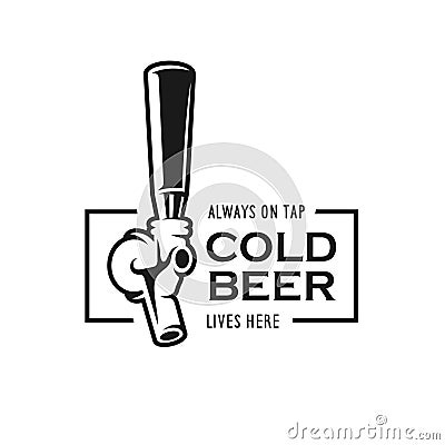 Beer tap with quote. Vector vintage illustration. Vector Illustration