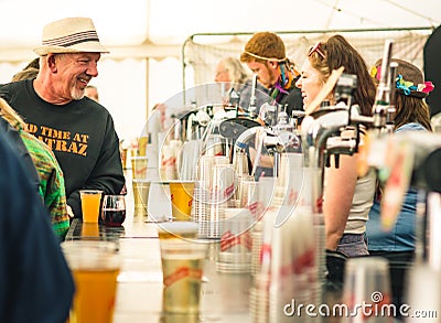 Beer tent at Womad Festival Editorial Stock Photo