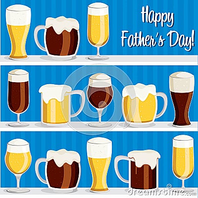 Happy Father`s Day beer card Vector Illustration