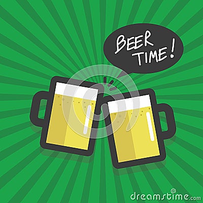 Beer time flat design vector Vector Illustration