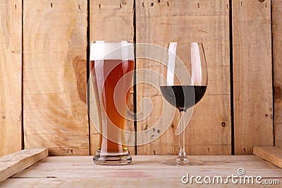 Beer versus wine Stock Photo