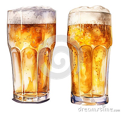 Beer Watercolor Clipart. Stock Photo