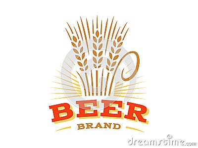 Beer wheat logo - vector illustration, ear emblem on white background Vector Illustration