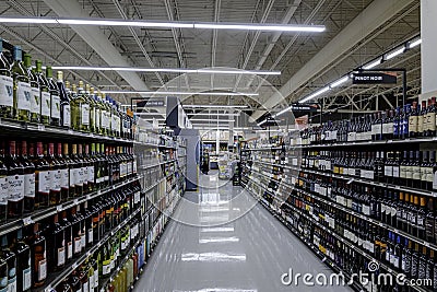 Beer wine aisle at supermarket Editorial Stock Photo