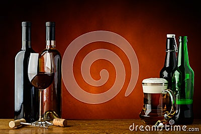 Beer and wine Stock Photo