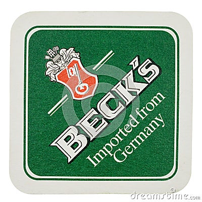Beermat drink coaster isolated Editorial Stock Photo