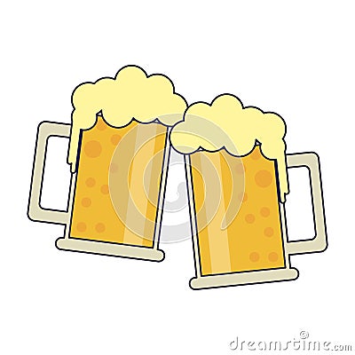 Beers in cups blue lines Vector Illustration