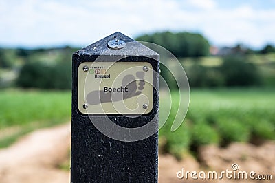 Beersel, Flemish Brabant Region, Belgium, Sign of a local walking trail Editorial Stock Photo