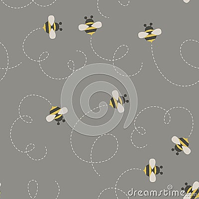 Bees/bumble bees seamless pattern Vector Illustration