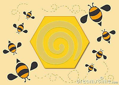 Bees cartoon background 3 Vector Illustration