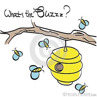 Bees flying Around The Beehive Vector Illustration