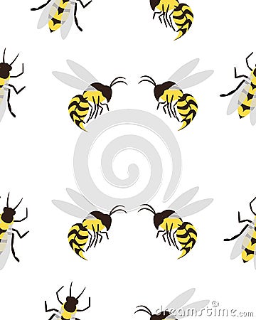 Bees, wasps and gadflies. Summer seamless pattern. Design for postcards, prints, clothes. Registration of medicines and cosmetics Stock Photo