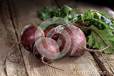 Beet, beetroot bunch on grey wooden background Stock Photo