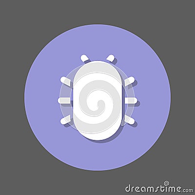 Beetle, bug flat icon. Round colorful button, virus circular vector sign with shadow effect. Flat style design. Vector Illustration