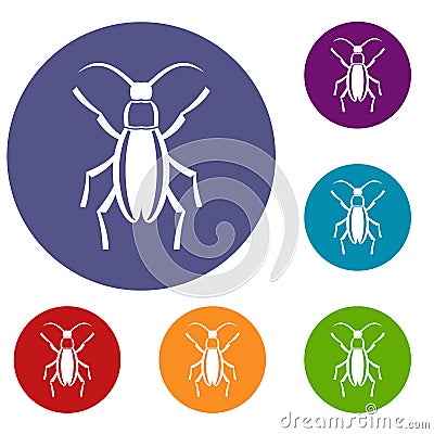 Beetle bug icons set Vector Illustration