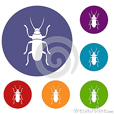 Beetle bug icons set Vector Illustration